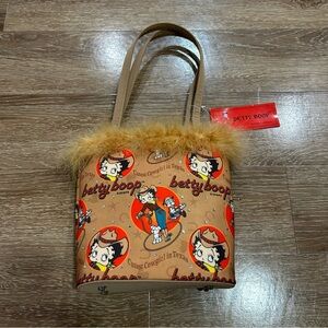 Vintage Betty Boop Bag Purse Cowgirl Fur Rhinestone Texas 2003 NWT